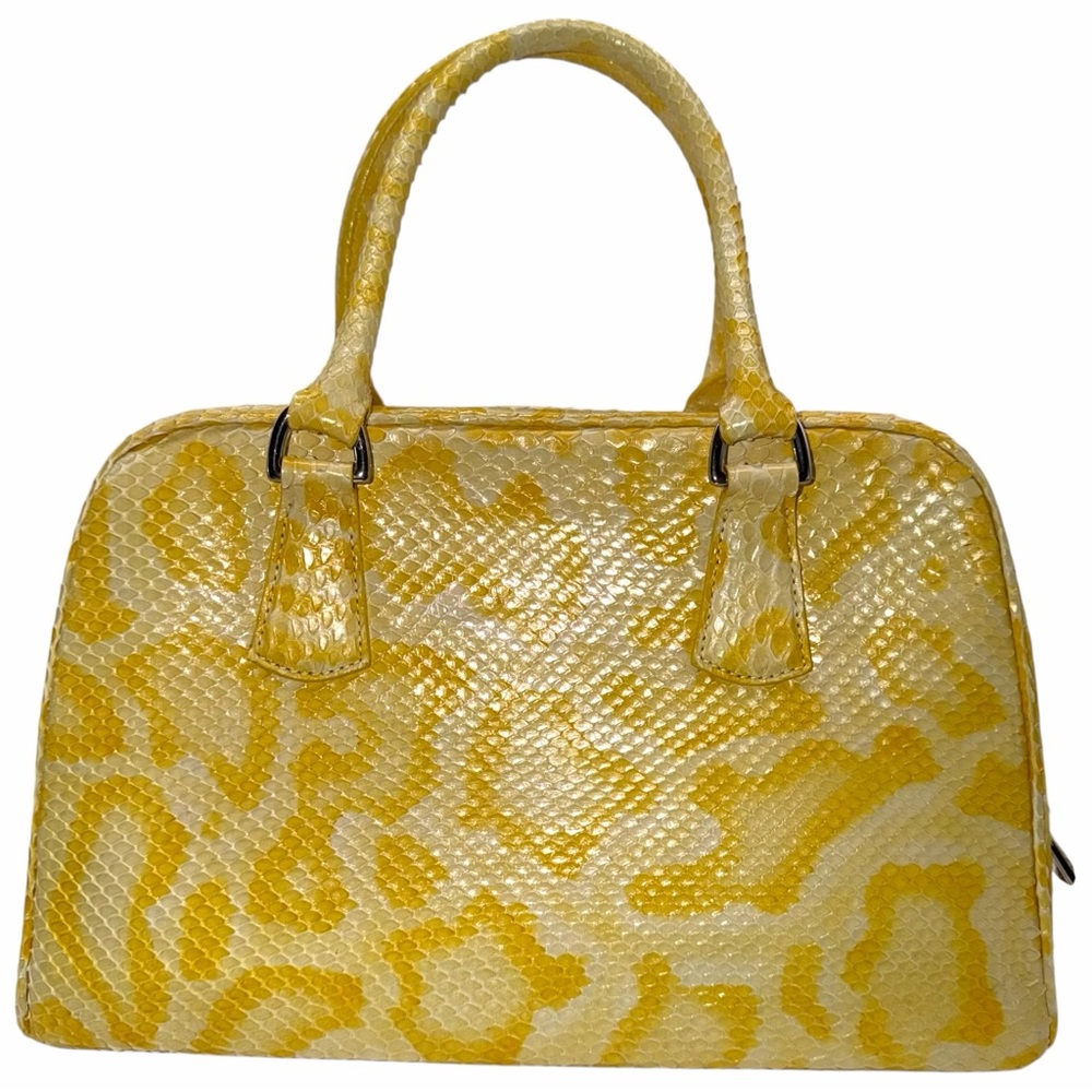 Dennis Basso Snakeskin Leather Python Yellow Hand… - image 4
